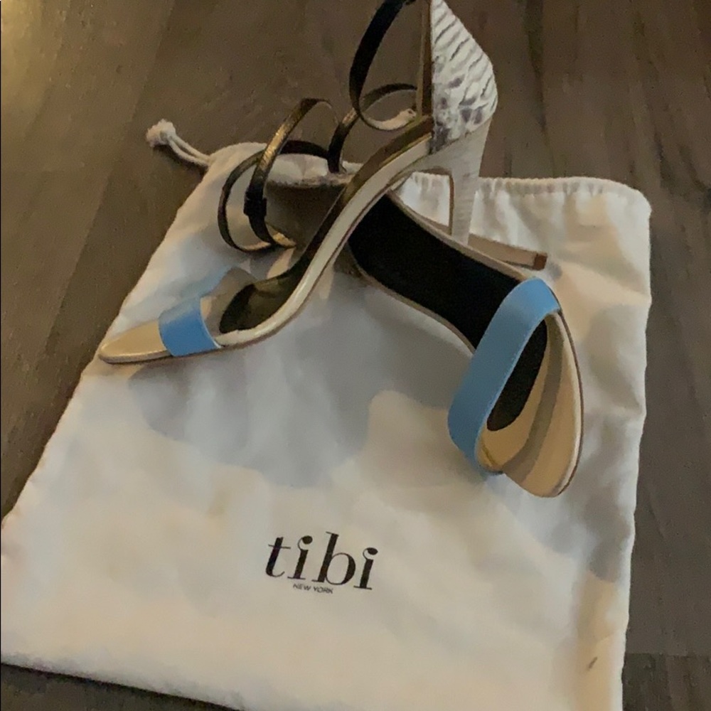 Tibi Amber Python Double Strap High Heel - image 5